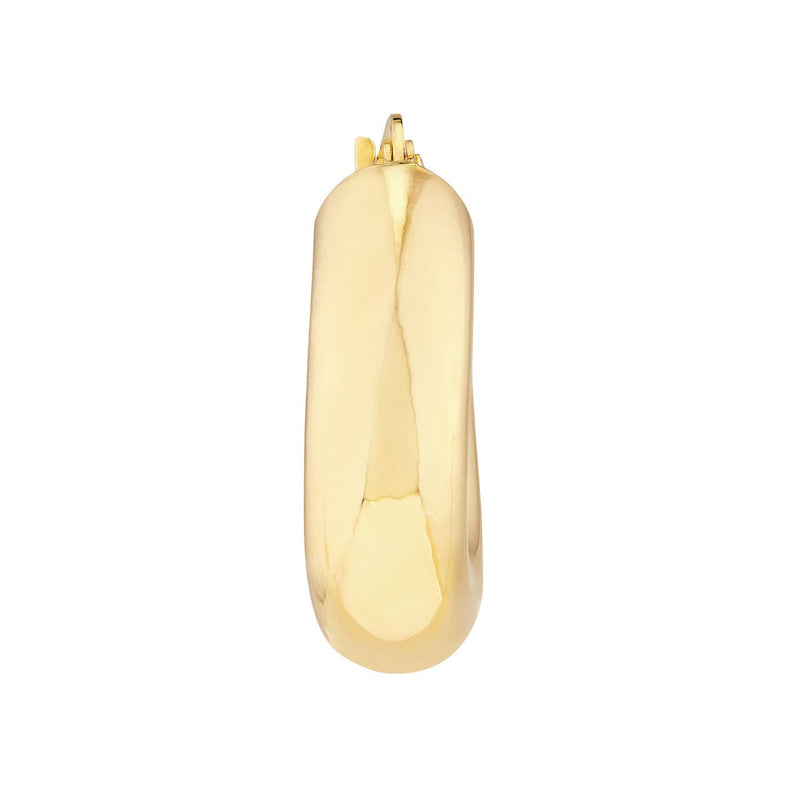14K Gold Thick Polished Hoop Earrings