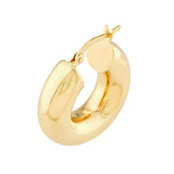 14K Gold Thick Polished Hoop Earrings