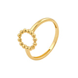 14K Gold Beaded Open Oval Ring