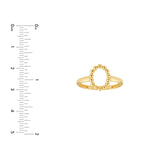 14K Gold Beaded Open Oval Ring