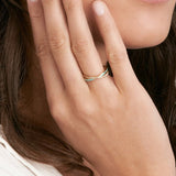 14K Gold Turquoise and Diamond X Ring