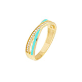 14K Gold Turquoise and Diamond X Ring