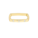 14K Gold Rounded Square Three Stone Diamond Band