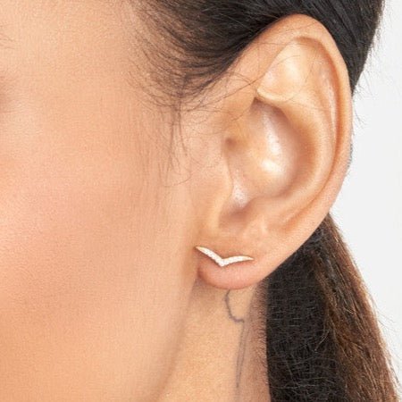 14K Gold Wing Diamond Earrings