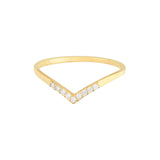 14K Gold Chevron Curve Diamond Ring