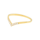 14K Gold Chevron Curve Diamond Ring