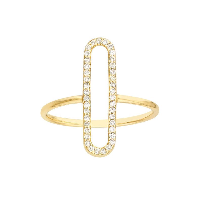 14K Gold Single Paperclip Style Diamond Ring