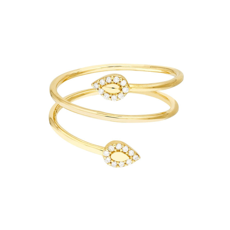 14K Gold Pear Tip Diamond Wrapped Ring