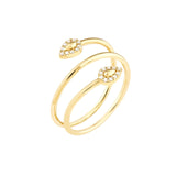 14K Gold Pear Tip Diamond Wrapped Ring