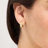 14K Gold Diamond Ribbed Huggie Earrings