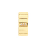 14K Gold Diamond Ribbed Huggie Earrings
