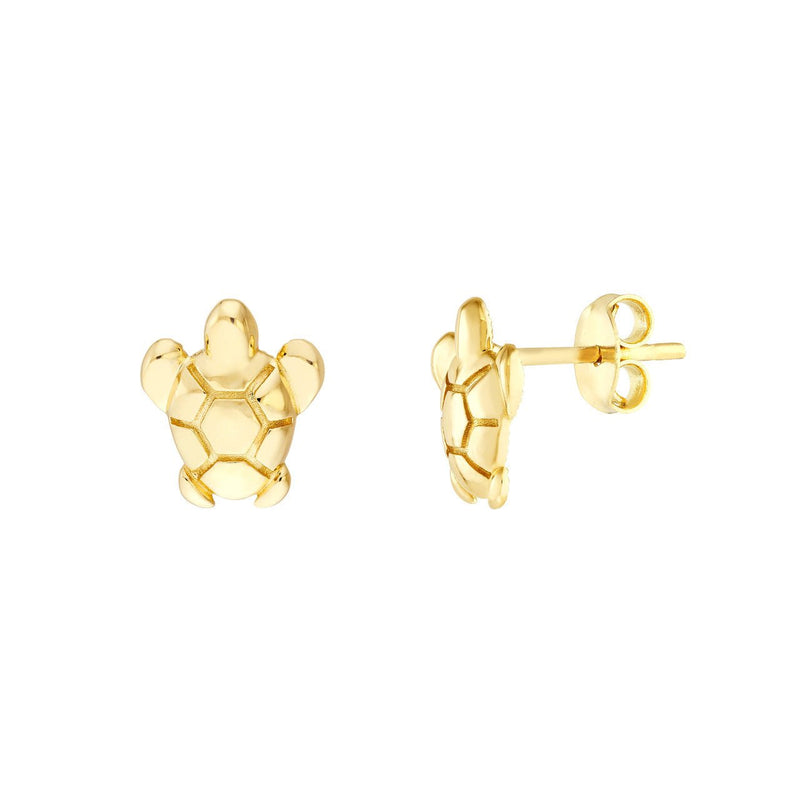 14K Gold Sea Turtle Stud Earrings