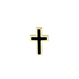 14K Gold Black Enamel Cross Stud Earrings