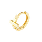 14K Gold Segmented Cross Huggie Earrings