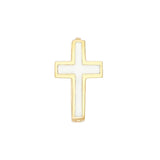 14K Gold Mini White Cross Enamel Hoop Earrings