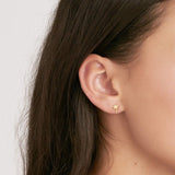 14K Gold Palm Tree Stud Diamond Earrings