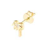 14K Gold Palm Tree Stud Diamond Earrings