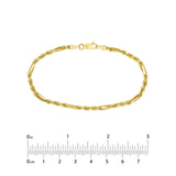 14K Gold 3MM Diamond Cut Hollow Figarope Milano Chain Bracelet