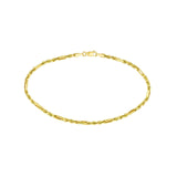 14K Gold 3MM Diamond Cut Hollow Figarope Milano Chain Anklet