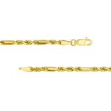 14K Gold 3MM Diamond Cut Hollow Figarope Milano Chain Anklet