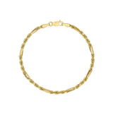 14K Gold 3MM Diamond Cut Hollow Figarope Milano Chain Bracelet