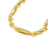14K Gold 3MM Diamond Cut Hollow Figarope Milano Chain Bracelet