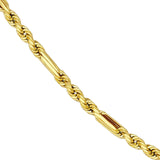 14K Gold 4MM Diamond Cut Hollow Figarope Milano Chain Necklace