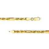 14K Gold 4MM Diamond Cut Hollow Figarope Milano Chain Necklace