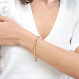 14K Gold 4MM Diamond Cut Hollow Figarope Milano Chain Bracelet