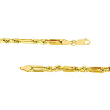 14K Gold 4MM Diamond Cut Hollow Figarope Milano Chain Bracelet