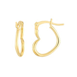 14K Gold Tilted Heart Hoop Earrings