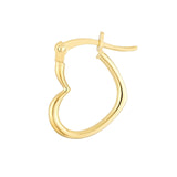 14K Gold Tilted Heart Hoop Earrings