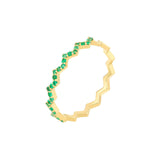 14K Gold Zig Zag Emerald Band