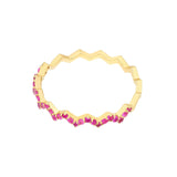 14K Gold Zig Zag Ruby Band