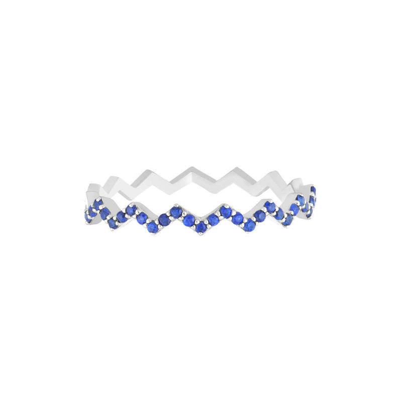 14K Gold Zig Zag Sapphire Band