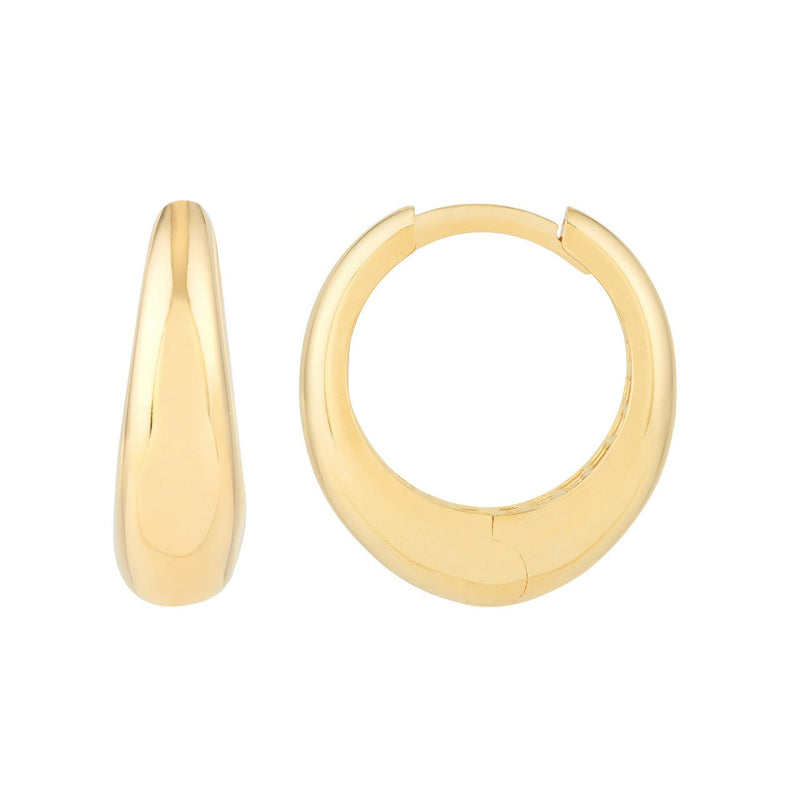 14K Gold Oval Shape Huggie Earrings
