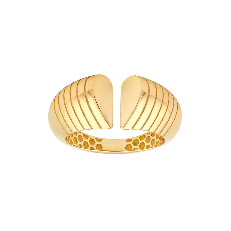 14K Gold Split Heart Diamond Cut Band