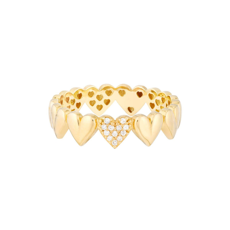 14K Gold Heart by Heart Diamond Band