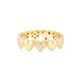 14K Gold Heart by Heart Diamond Band
