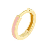 14K Gold Light Pink Enamel Huggie Earrings