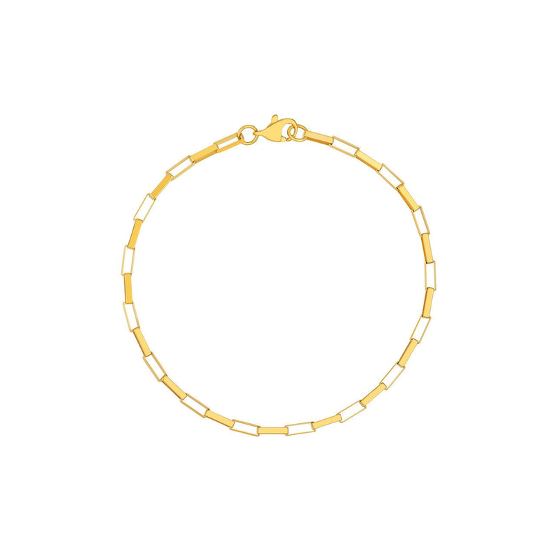 14K Gold Long Link Box Chain Bracelet