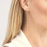 14K Gold Long Box Dangle Earrings