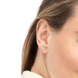 14K Gold Turquoise Enamel Heart Stud Earrings