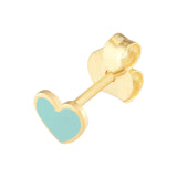 14K Gold Turquoise Enamel Heart Stud Earrings