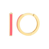 14K Gold Neon Pink Enamel Huggie Earrings