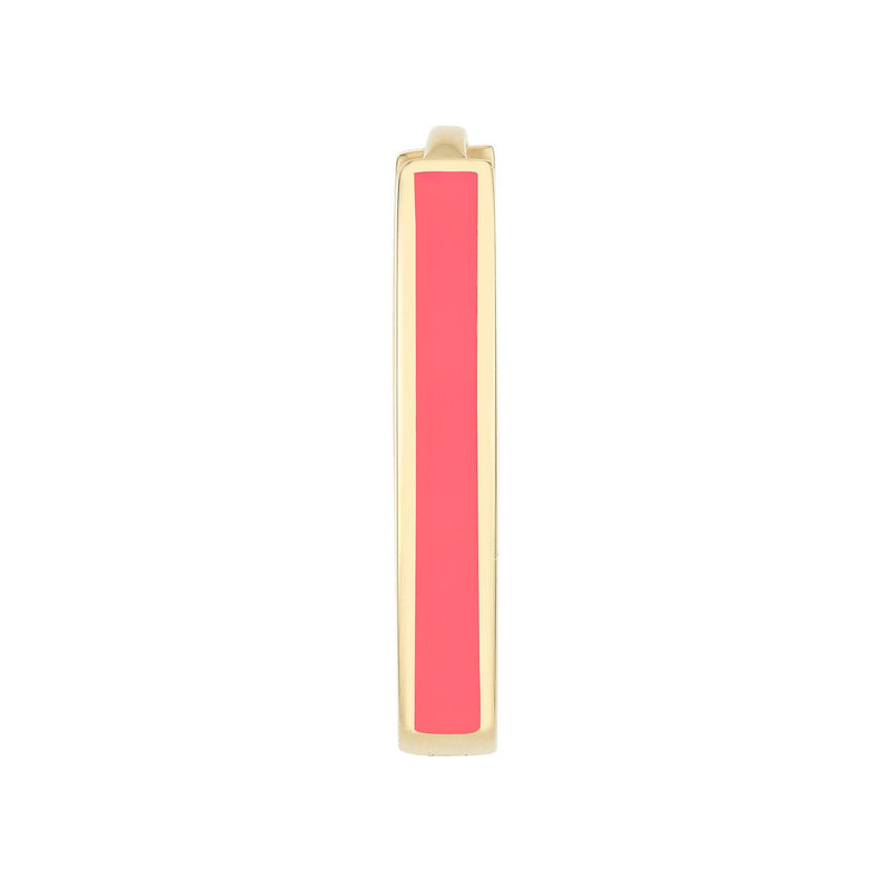 14K Gold Neon Pink Enamel Huggie Earrings