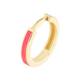 14K Gold Neon Pink Enamel Huggie Earrings