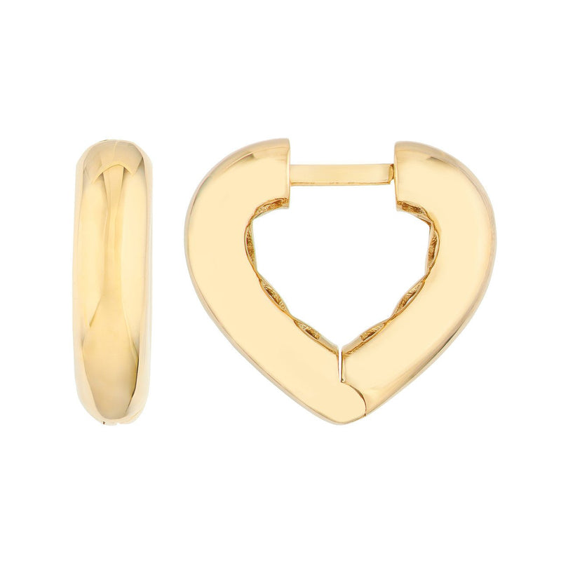 14K Gold Heart Huggie Earrings