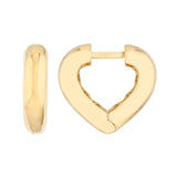 14K Gold Heart Huggie Earrings