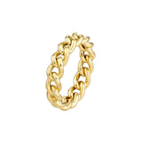 14K Gold Concave Curb Chain Ring